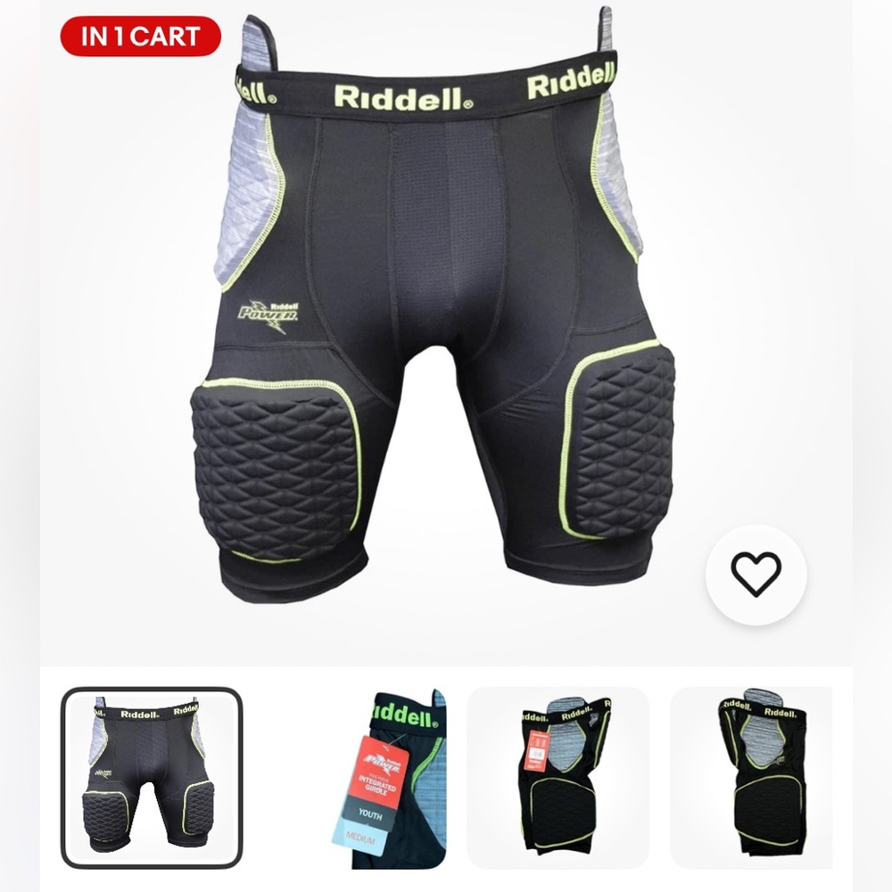 Riddell Black Padded Football Shorts